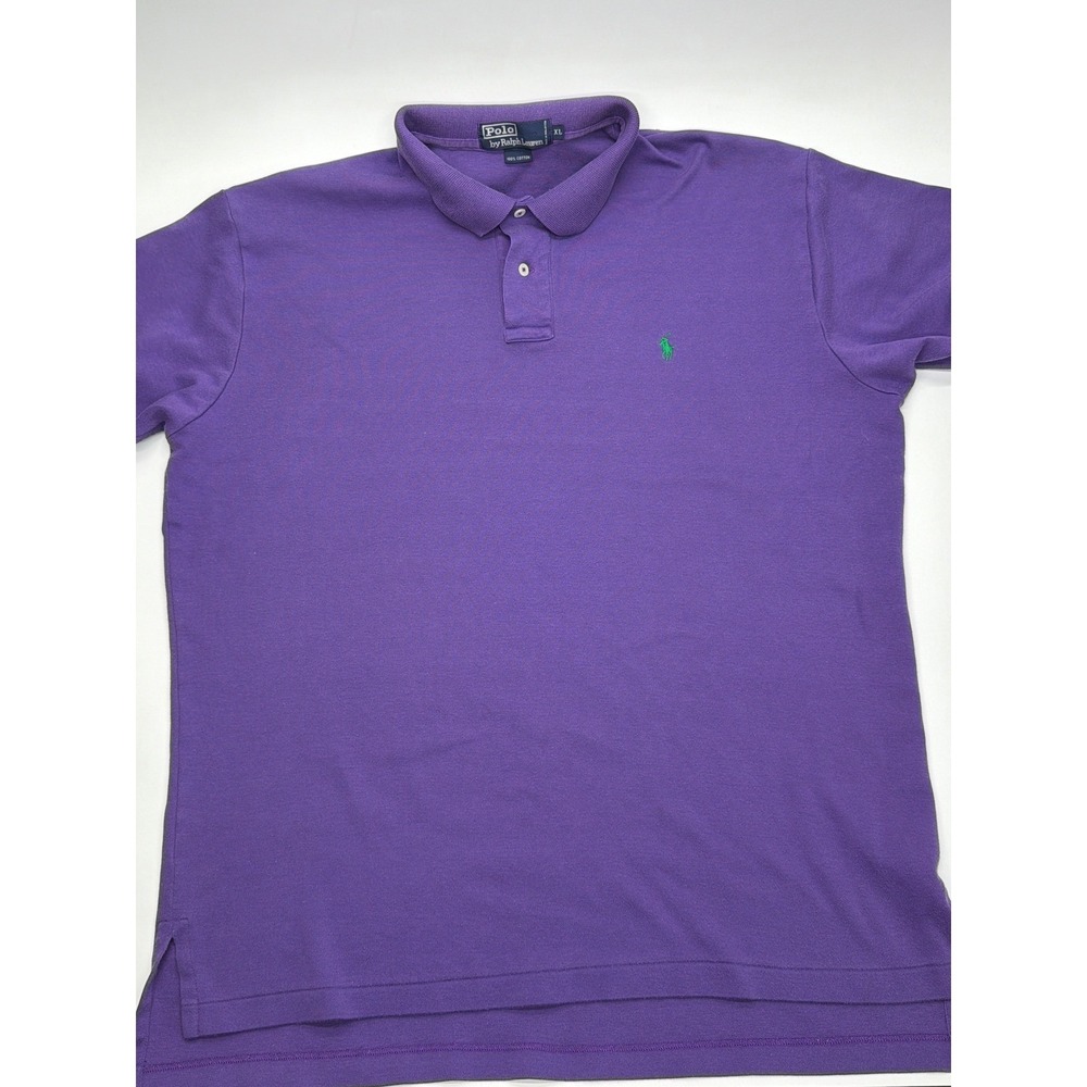 Polo Ralph Lauren Mens XL Purple Short Sleeve Polo Shirt Green Pony Logo
